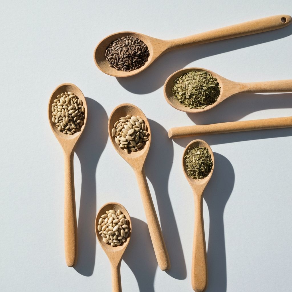 Samen und getrocknete Kräuter